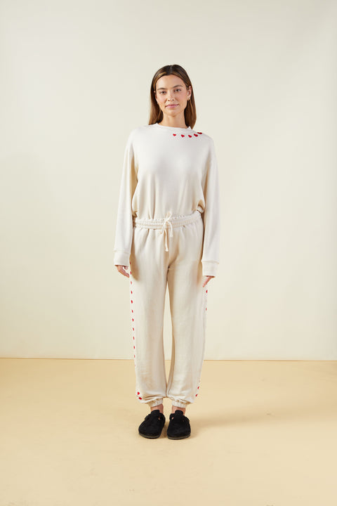 Supersoft Fleece Embroidered Heart Boyfriend Sweatshirt