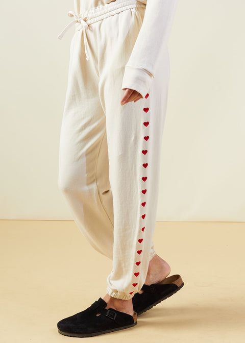 Supersoft Fleece Embroidered Heart Boyfriend Sweats